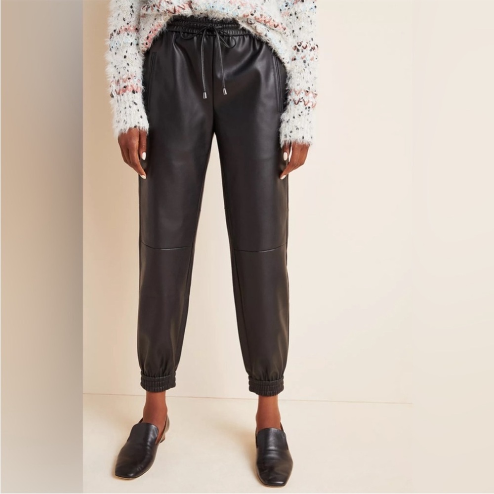 Anthropologie Black Faux Leather Jogger Pants